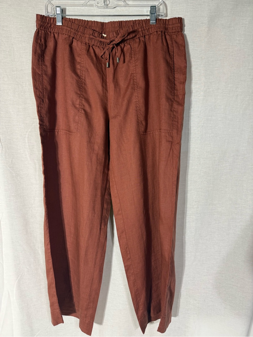 Eileen Fisher Women’s Drawstring Pants in Rust Brown 100% Organic linen